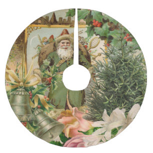 Jupon De Sapin En Polyester Brossé Collage de Noël Père Noël vert de l'ancien monde A