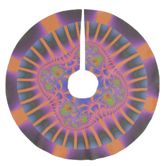 Jupon De Sapin En Polyester Brossé Coloré orange, rose et bleu fractal
