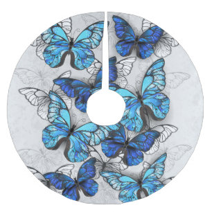 Jupon De Sapin En Polyester Brossé Composition des White and Blue Butterflies