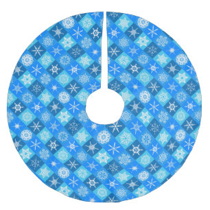 Jupon De Sapin En Polyester Brossé Conception de motifs de flocon de neige bleu migno