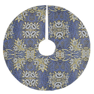 Jupon De Sapin En Polyester Brossé Conception de saule et tulipe bleue et or de Willi
