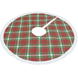 Jupon De Sapin En Polyester Brossé Cool Vert Blanc Rouge Lumberjack Plaid Motif