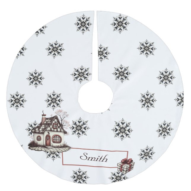 Jupon De Sapin En Polyester Brossé Copos de Nieve Personalizable (Devant)