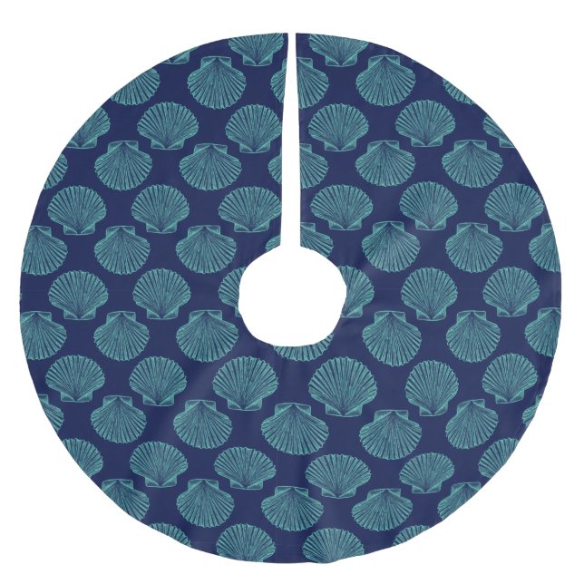 Jupon De Sapin En Polyester Brossé Coquillages de Saint-Jacques Bleus (Devant)