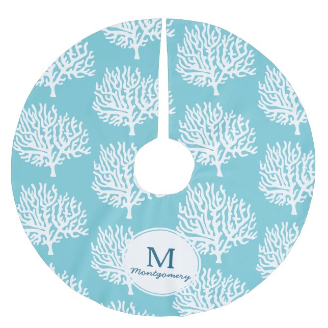 Jupon De Sapin En Polyester Brossé Corail de la mer Blanche et nom de famille (Devant)