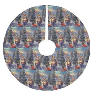 Jupon De Sapin En Polyester Brossé Corgi Chien équitation Moto Noël