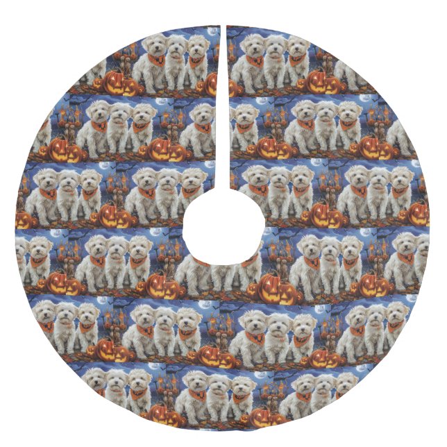 Jupon De Sapin En Polyester Brossé Coton De Tulear Halloween Éffrayant (Devant)