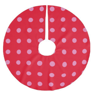Jupon De Sapin En Polyester Brossé Couleur rouge rose vintage Pois Classic rétro
