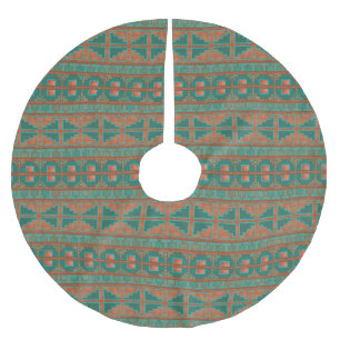 Jupon De Sapin En Polyester Brossé Couleurs en cuivre Turquoise sud-ouest Motif géomé