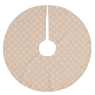 Jupon De Sapin En Polyester Brossé Country Christmas tan blanc mignon motif flocon de