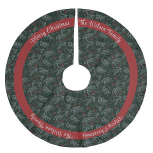 Jupon De Sapin En Polyester Brossé Country Green & Red Ajouter Nom de famille