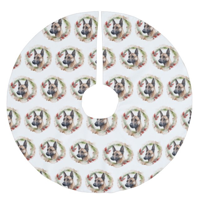 Jupon De Sapin En Polyester Brossé Coupe de Fête de la couronne de Noël Malinoi (Devant)