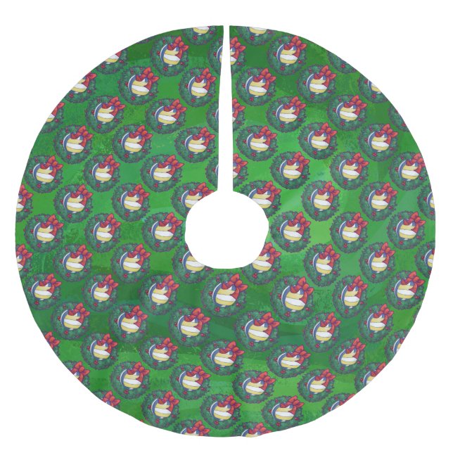 Jupon De Sapin En Polyester Brossé Courbe de Noël de volley-ball (Devant)