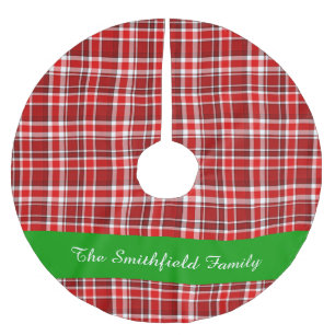 Jupon De Sapin En Polyester Brossé Coutume blanche rouge 2 de nom de famille de plaid