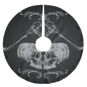 Jupon De Sapin En Polyester Brossé "Crâne dans le mariage noir de squelettes vintages