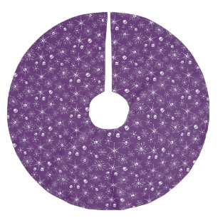 Jupon De Sapin En Polyester Brossé Crâne effrayant Creepmas Noël Snowflakes violet