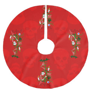 Jupon De Sapin En Polyester Brossé crâne hideux de Noël hanté