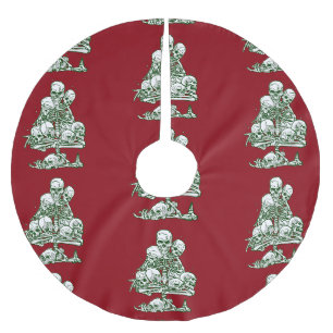 Jupon De Sapin En Polyester Brossé crâne moche sapin de noël squelette gothique