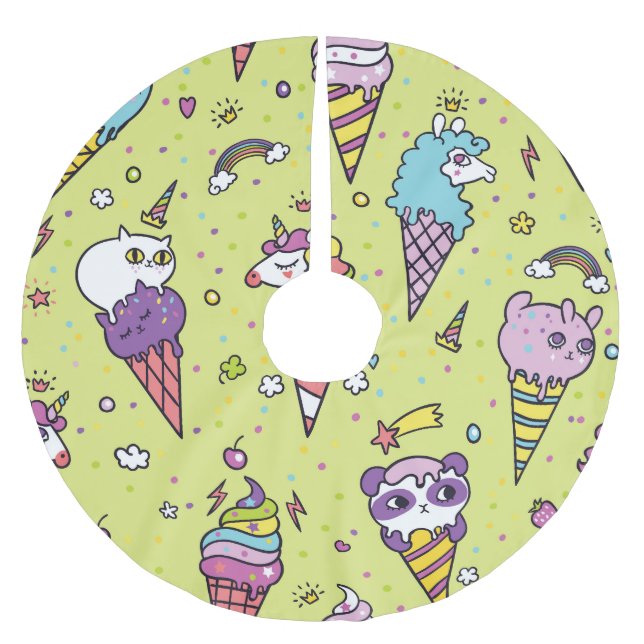 Jupon De Sapin En Polyester Brossé Crème glacée Pop Cute : Motif animal (Devant)