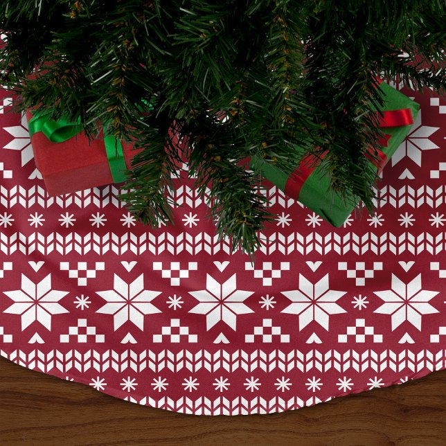 Jupon De Sapin En Polyester Brossé Crimson et White Fair Isle Motif (Créateur téléchargé)