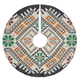 Jupon De Sapin En Polyester Brossé Crochet ukrainien : Motif artisanal ethnique.