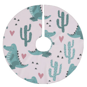 Jupon De Sapin En Polyester Brossé Crocodile mignon, motif alligator vintage.