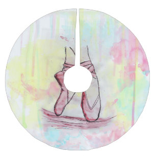 Jupon De Sapin En Polyester Brossé Croquis de chaussures en ballet mignonne Aquarelle
