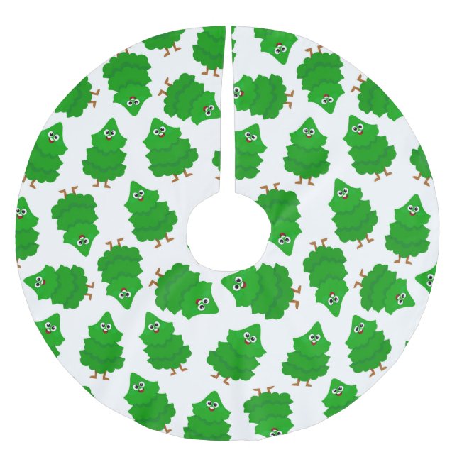 Jupon De Sapin En Polyester Brossé Cute Cartoon Christmas Tree (Devant)