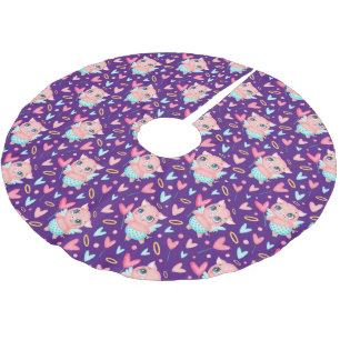 Jupon De Sapin En Polyester Brossé Cute Cupid Cochon Whit Hearts Motif