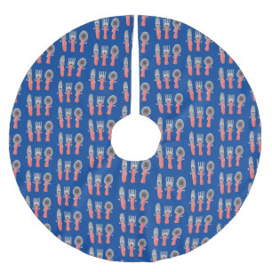 Jupon De Sapin En Polyester Brossé Cute fourche couteau et cuillère dessin de couvert