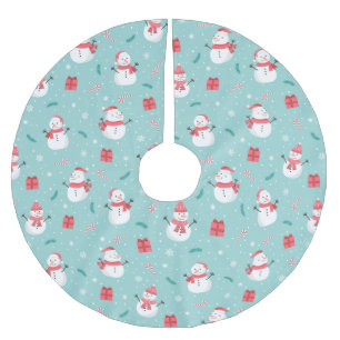 Jupon De Sapin En Polyester Brossé Cute Motif Snowman