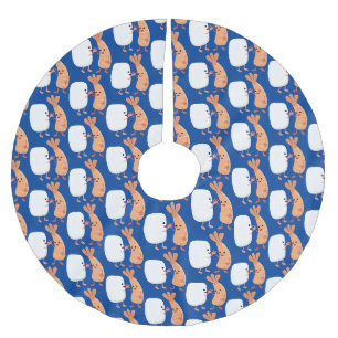 Jupon De Sapin En Polyester Brossé Cute sushi riz crevettes amis dessin animé