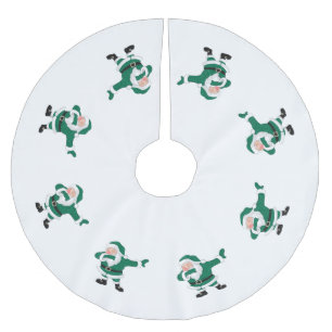 Jupon De Sapin En Polyester Brossé Dabbing Green Santa Claus   Fun Holiday XMAS Humou