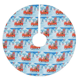 Jupon De Sapin En Polyester Brossé Dachshund Chien en livraison de Noël Camion Neige