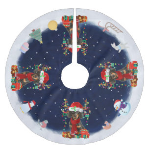 Jupon De Sapin En Polyester Brossé Dachshund Chien Laissez neiger