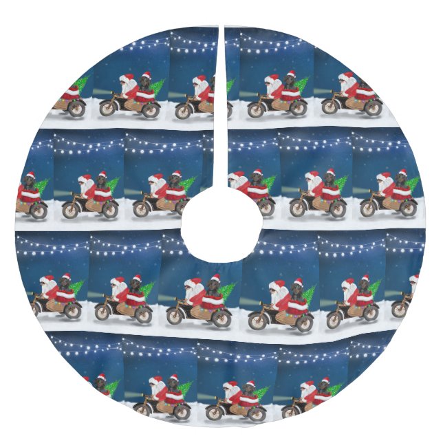 Jupon De Sapin En Polyester Brossé Dachshund Chien Noël Père Noël (Devant)