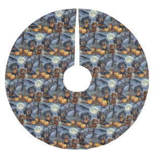Jupon De Sapin En Polyester Brossé Dachshund Halloween Éffrayant