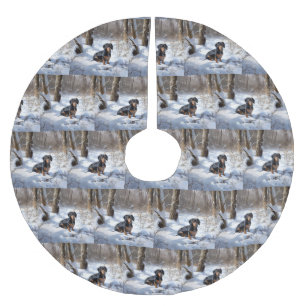 Jupon De Sapin En Polyester Brossé Dachshund Qu'Il Neige Noël