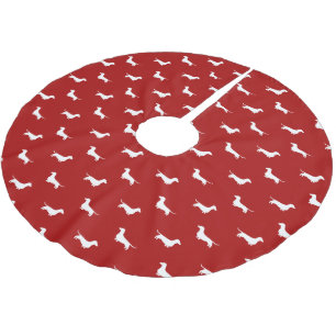 Jupon De Sapin En Polyester Brossé Dachshund Silhouettes Motif Noël