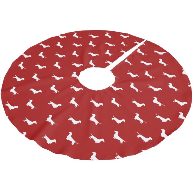 Jupon De Sapin En Polyester Brossé Dachshund Silhouettes Motif Noël (Angle)