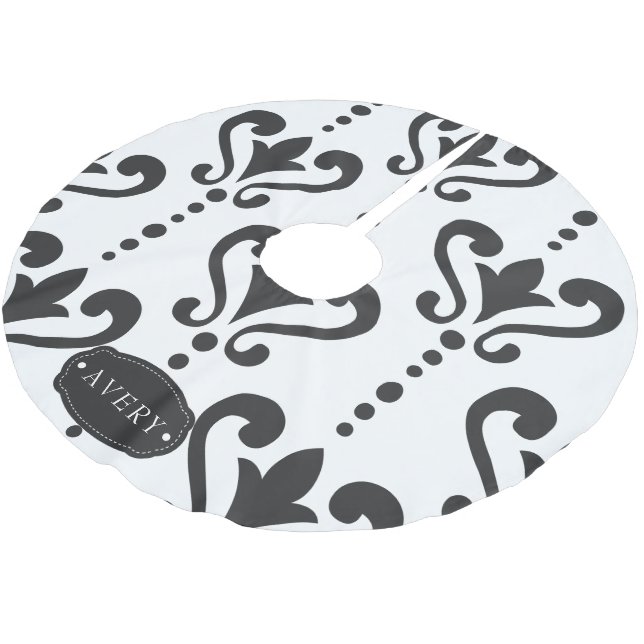 Jupon De Sapin En Polyester Brossé Damas noir et blanc de luxe (Angle)