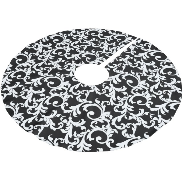 Jupon De Sapin En Polyester Brossé Damassé élégante noire (Angle)