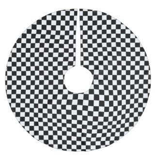 Jupon De Sapin En Polyester Brossé DAMIER ! (un ~ de conception noire et blanche)
