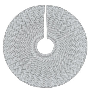 Jupon De Sapin En Polyester Brossé Déco de Noël, tissage géométrique gris argenté