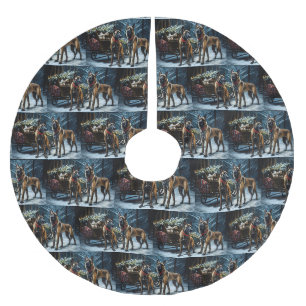 Jupon De Sapin En Polyester Brossé Décor de Noël à traîneau enneigé Malinois Belge