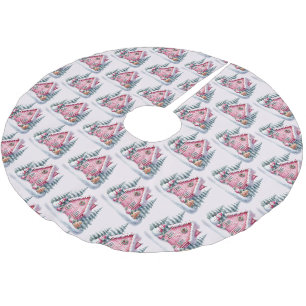 Jupon De Sapin En Polyester Brossé Décor Maison en pain d'épices rose