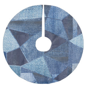 Jupon De Sapin En Polyester Brossé Denim Urban : Patchwork à rayures détendues.