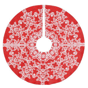 Jupon De Sapin En Polyester Brossé Dentelle blanche rouge dentelle