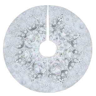 Jupon De Sapin En Polyester Brossé Dentelle en céramique grise et flocon de neige