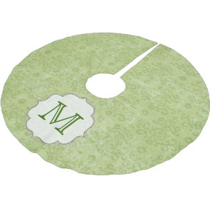 Jupon De Sapin En Polyester Brossé Dentelle verte en damas Monogramme première jupe d